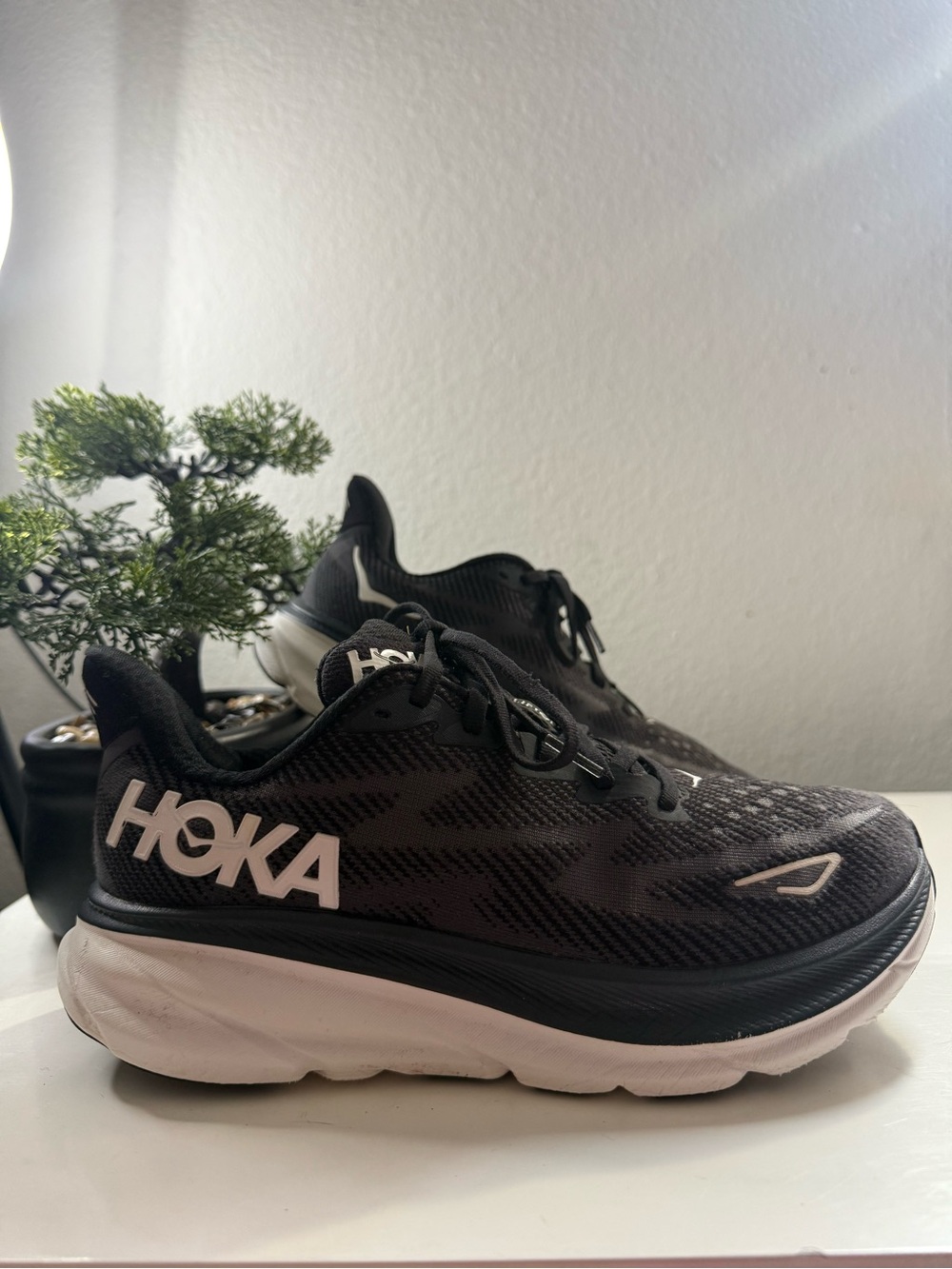 HokaClifton 9 women  size  7.5 Black & White Women's Running Shoes